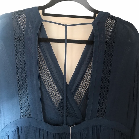 IRO Fandy Navy V-neck Open Back Flowy Mini Dress - Picture 7 of 10